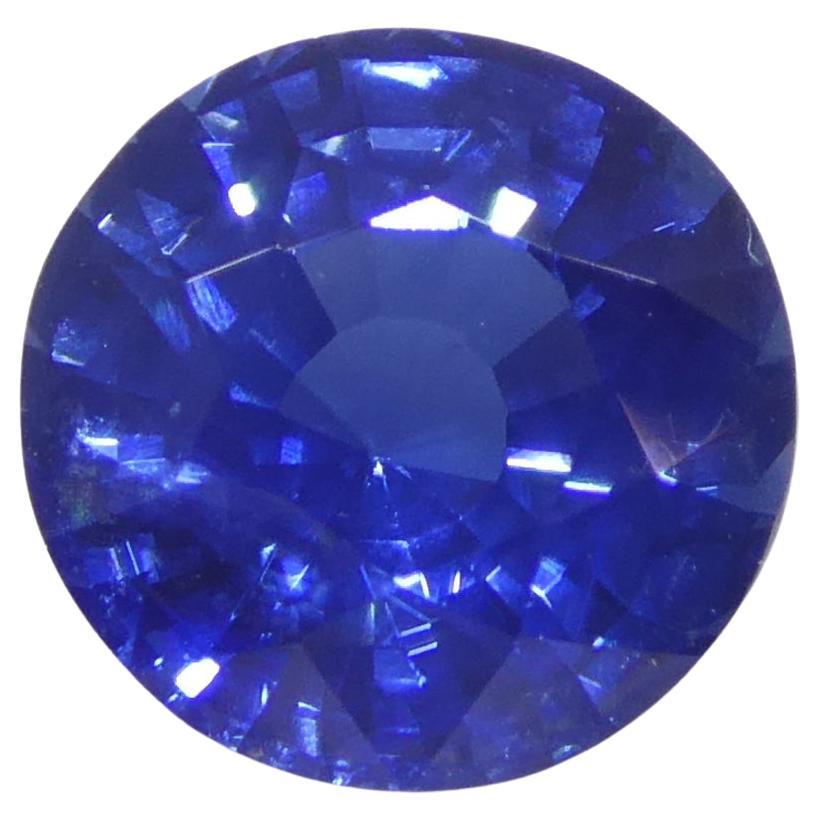 Saphir bleu rond de 1,28 carat certifié GIA, Cambodge   en vente