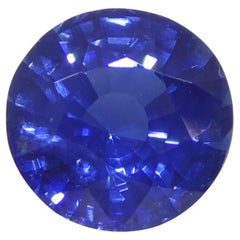 Saphir bleu rond de 1,28 carat certifié GIA, Cambodge  