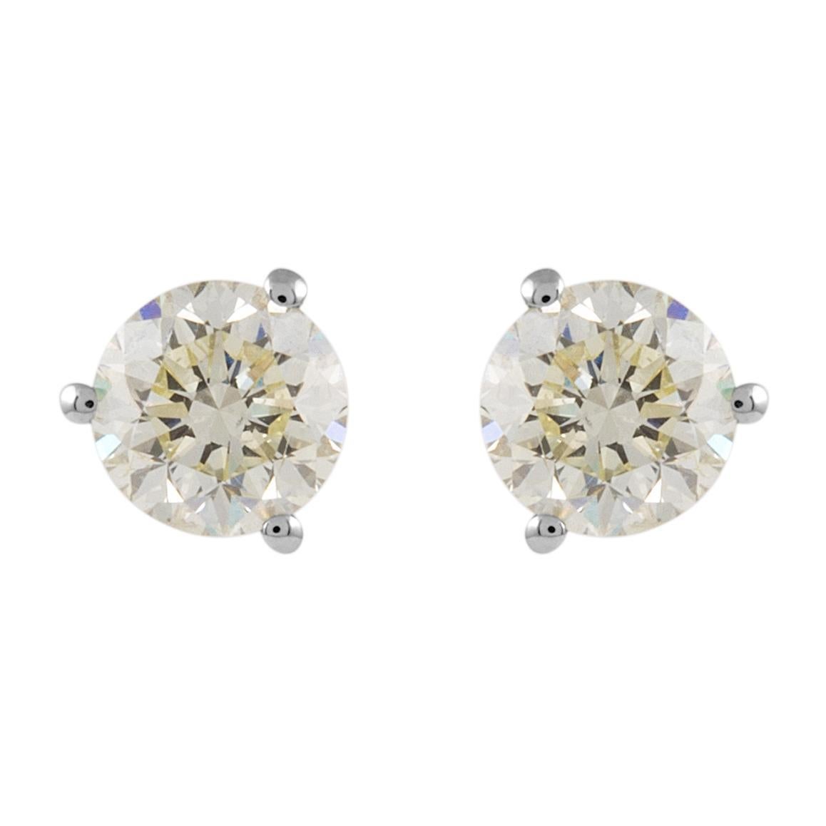 1.28ct Round Diamond Stud Earrings 18k White Gold