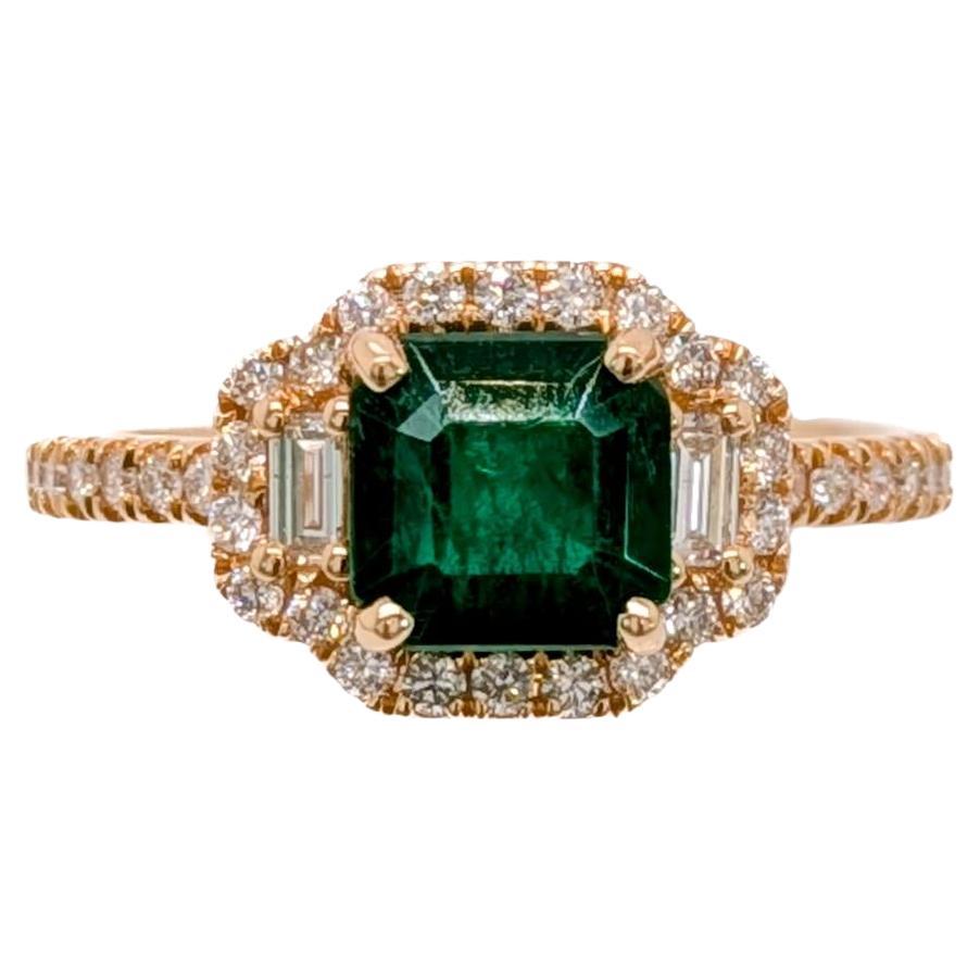 1.28cts Emerald Diamond Engagement Ring in 14K Gold  Emerald Cut 6.5mm