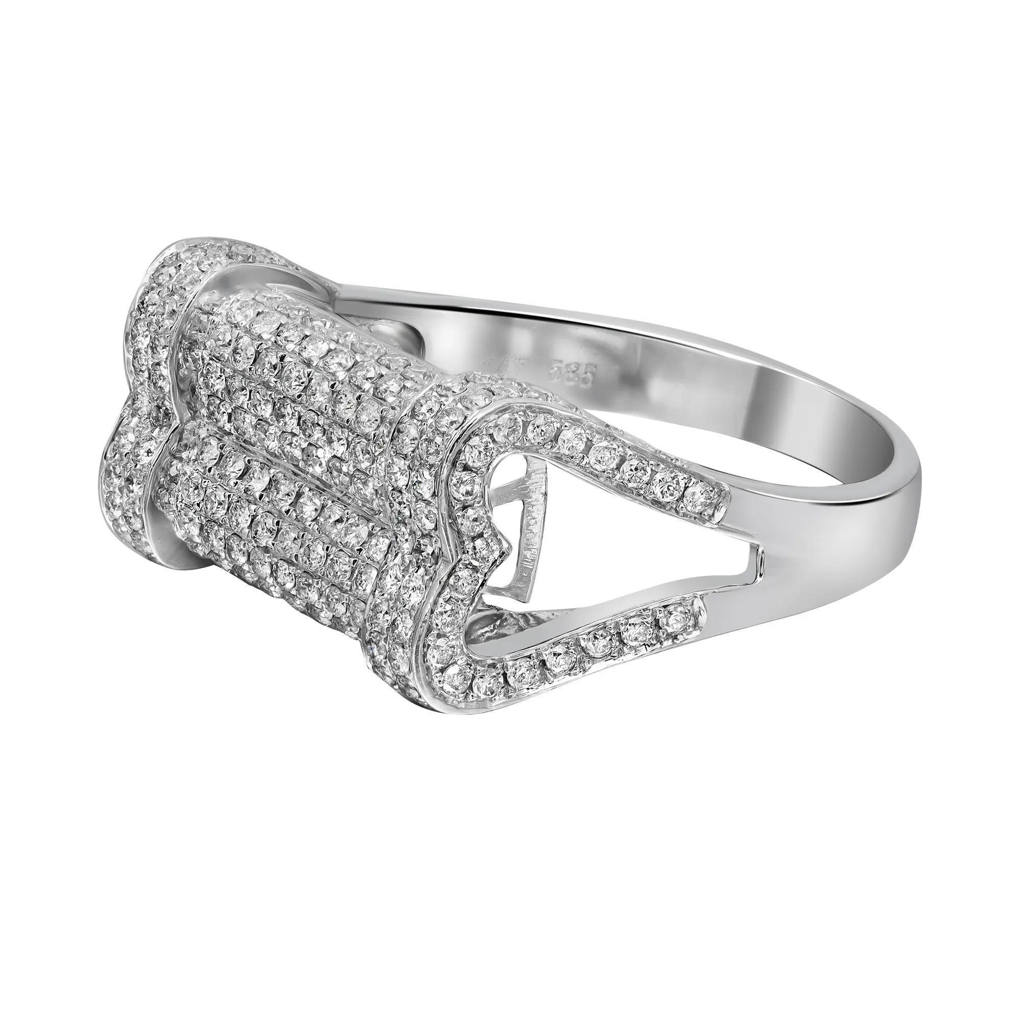 Modern 1.28cttw Pave Set Round Cut Diamond Cocktail Ring 14k White Gold For Sale