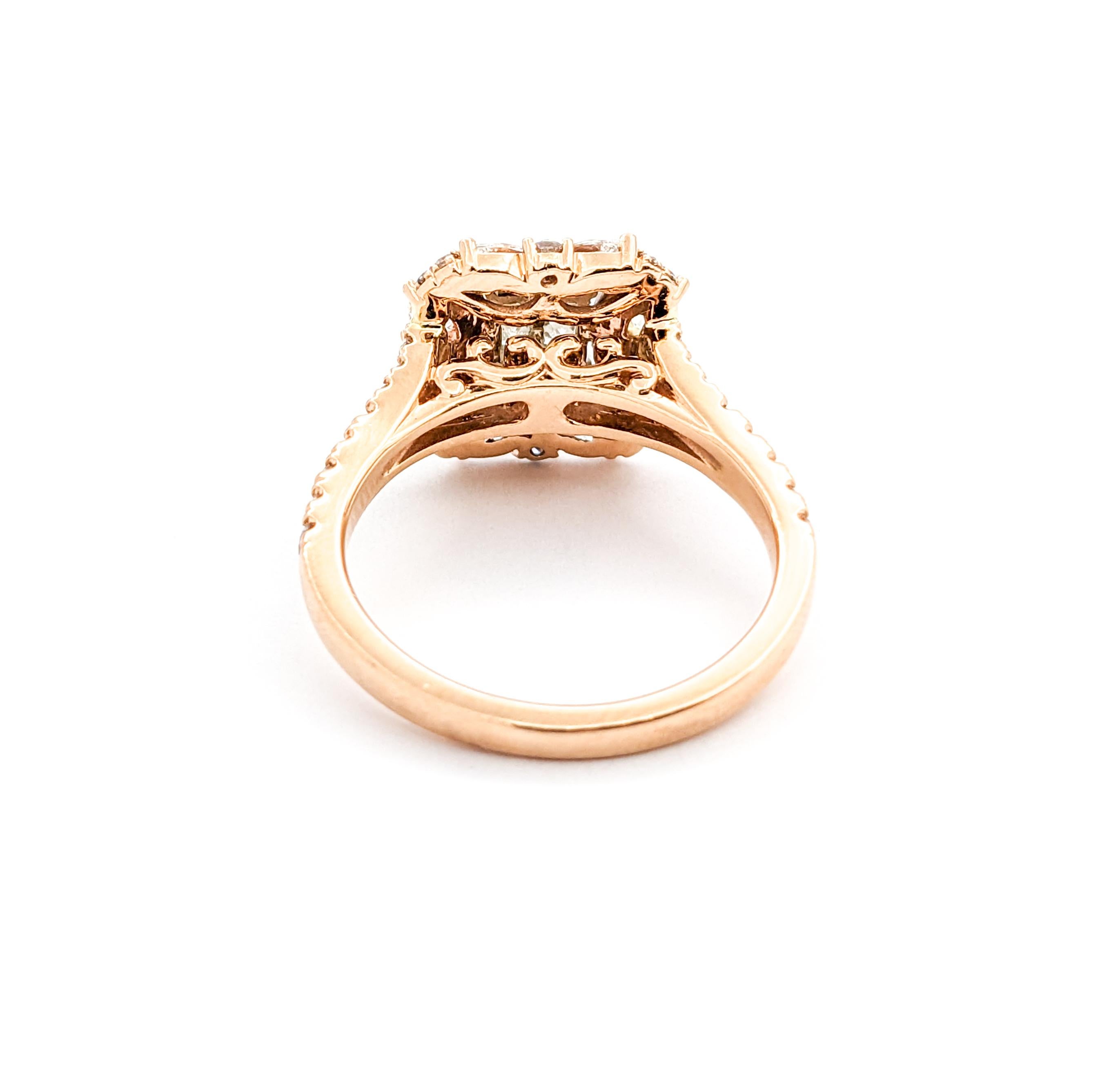 1.28ctw Diamond Illusion Cluster Ring In Rose Gold For Sale 2
