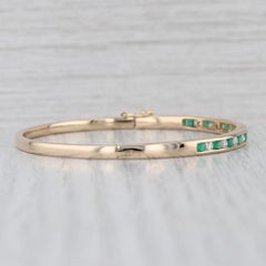 1.28ctw Emerald Diamond Bangle Bracelet 14k Yellow Gold 6.75" Hinged