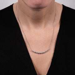 Collier de diamants ronds naturels gradués de 1,28 ctw, or blanc 18 carats