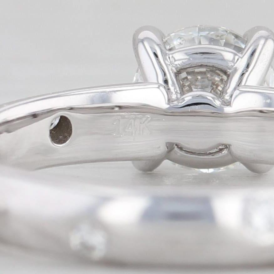1.28ctw Round Diamond Engagement Ring Wedding Band Bridal Set 14k Gold GIA 6.5 For Sale 3