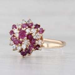 1.28ctw Ruby Diamond Swirl Cluster Ring 14k Yellow Gold Size 10