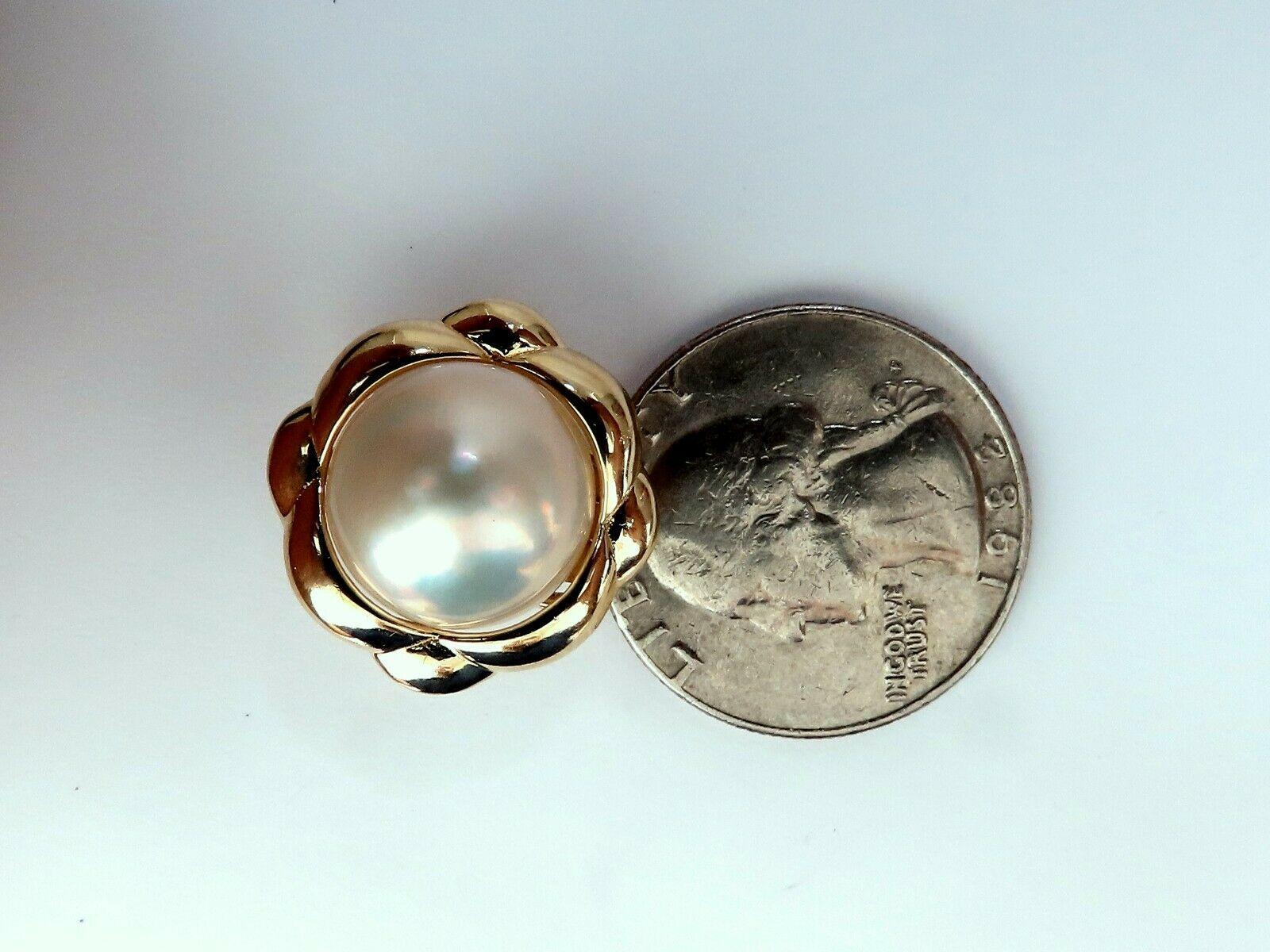 Uncut Mabe Pearls Clip Earrings 14kt Gold