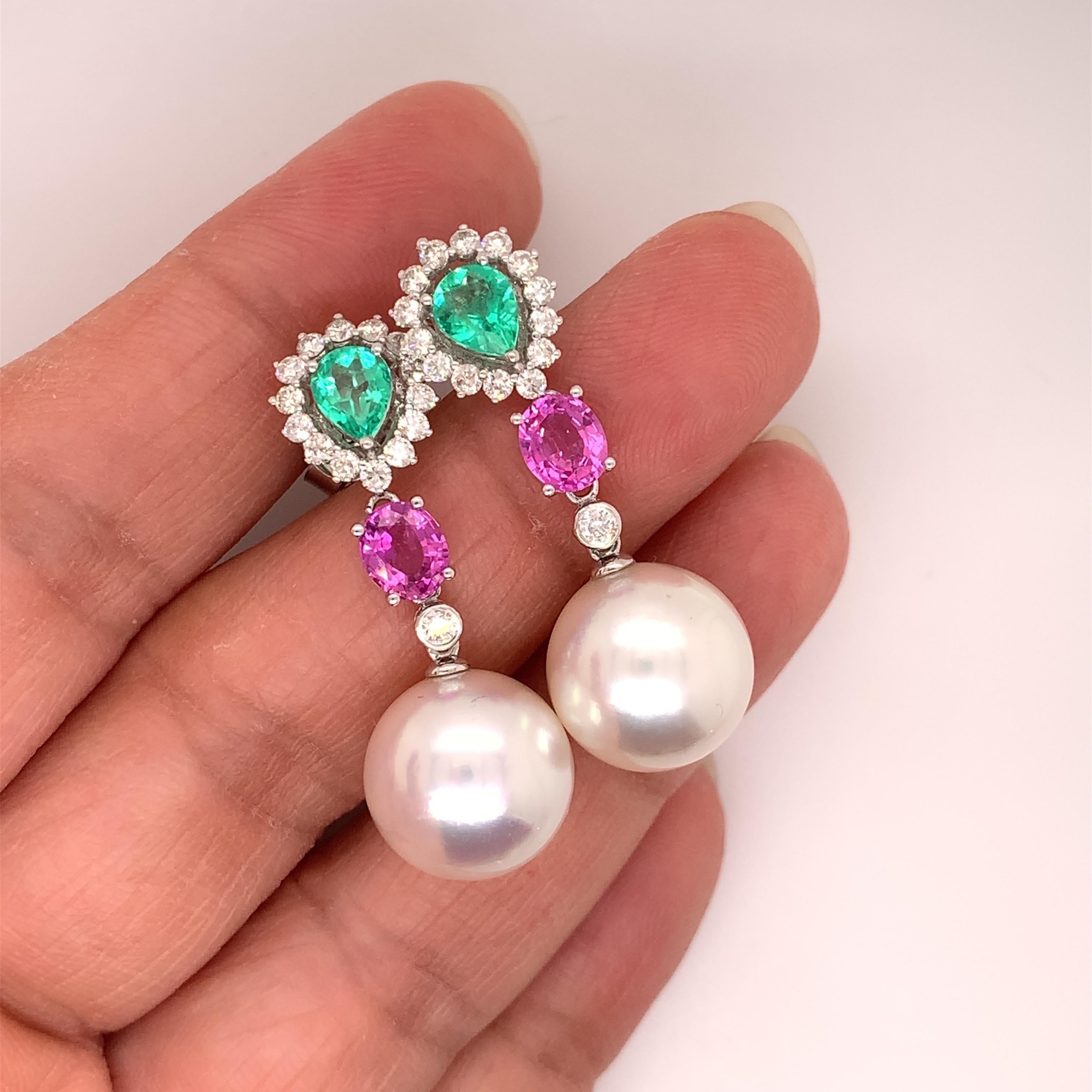 South Sea Pearl Dangling Earrings In New Condition In Richmond, BC