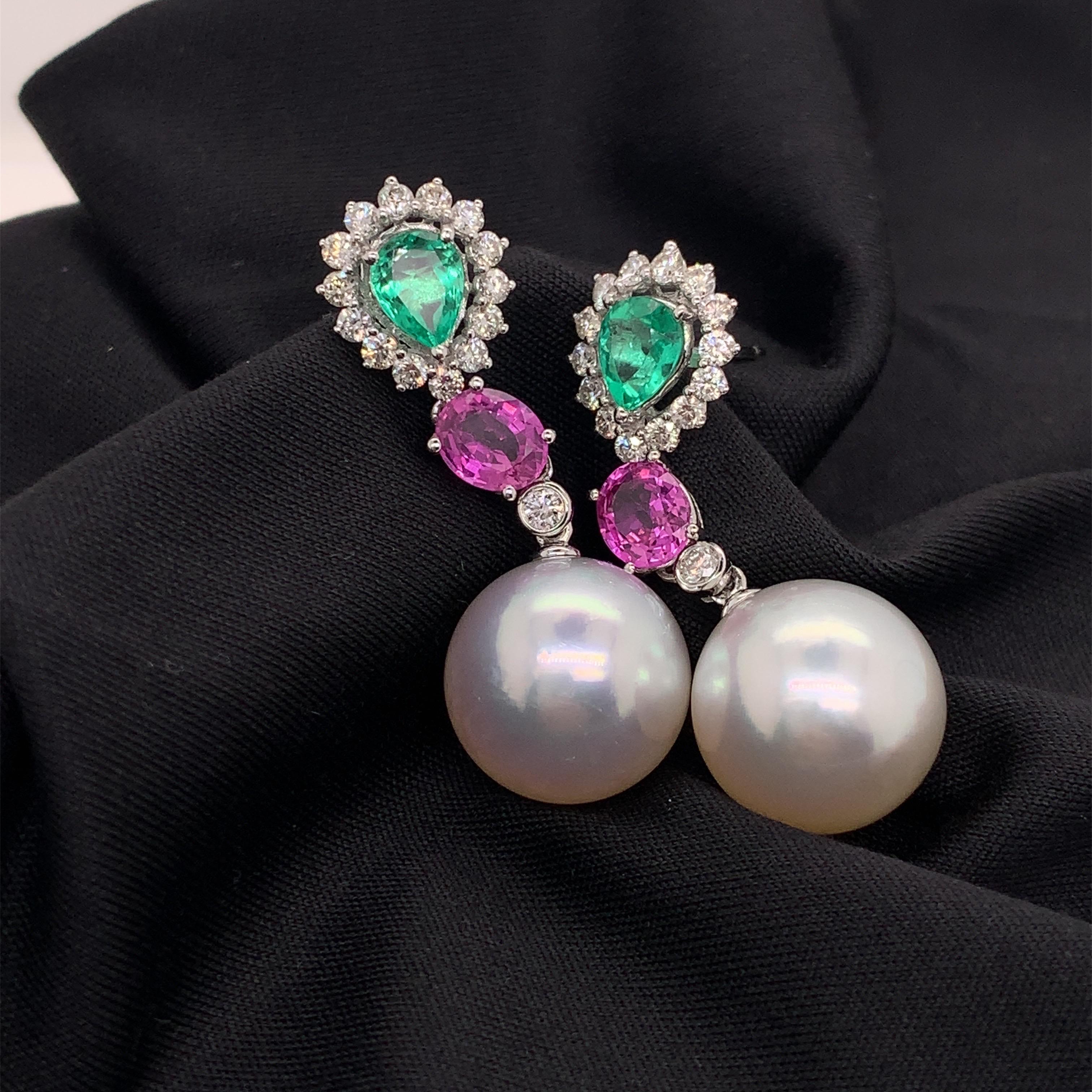 Women's or Men's South Sea Pearl Dangling Earrings