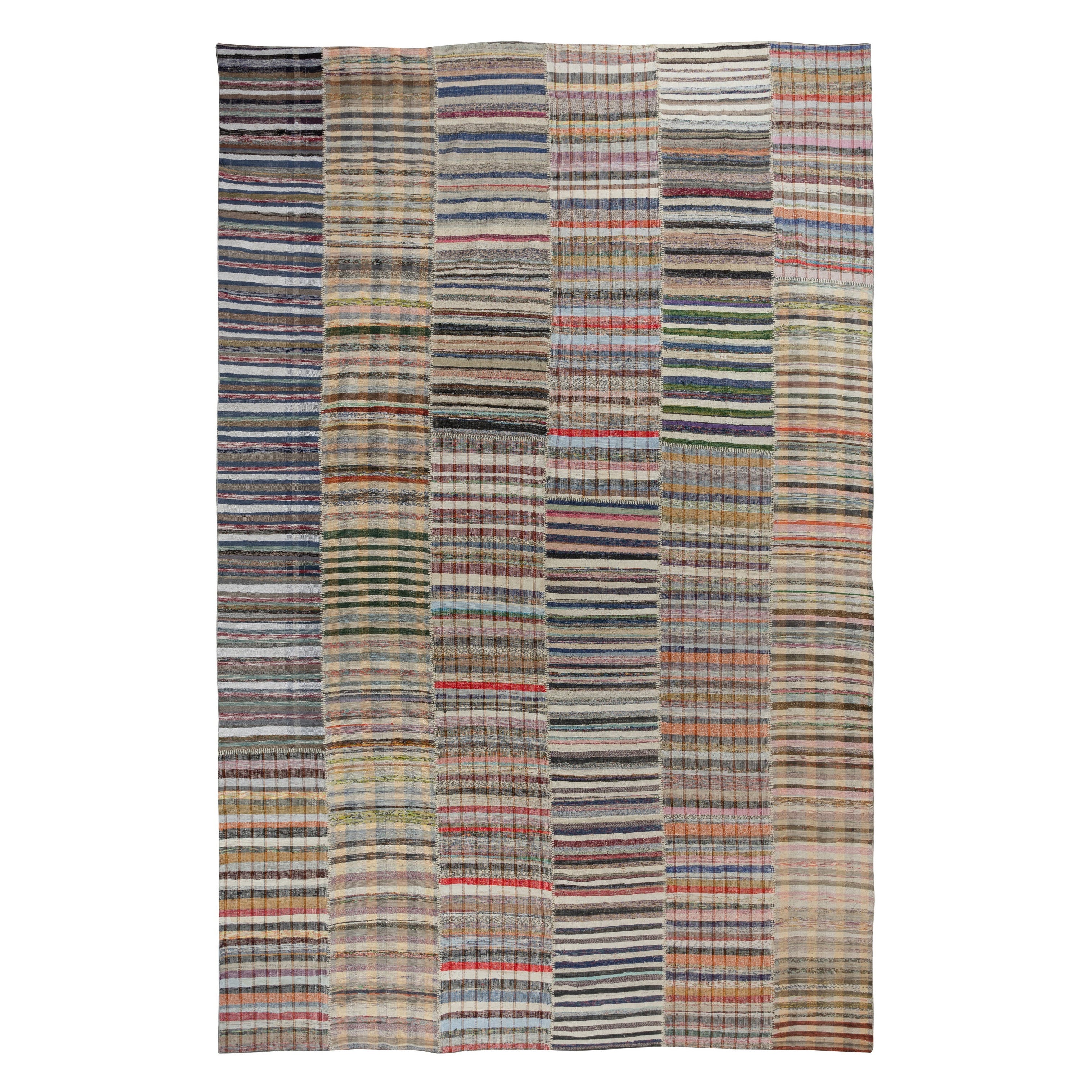 12.8x18 ft Adjustable Vintage Oversize Rag Rug, Handmade Striped Kilim Carpet