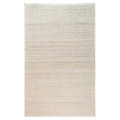 12'8"x20'2" Ivory Hand Knotted Moroccan Weave with Grid Design Pure Wool XL Rug