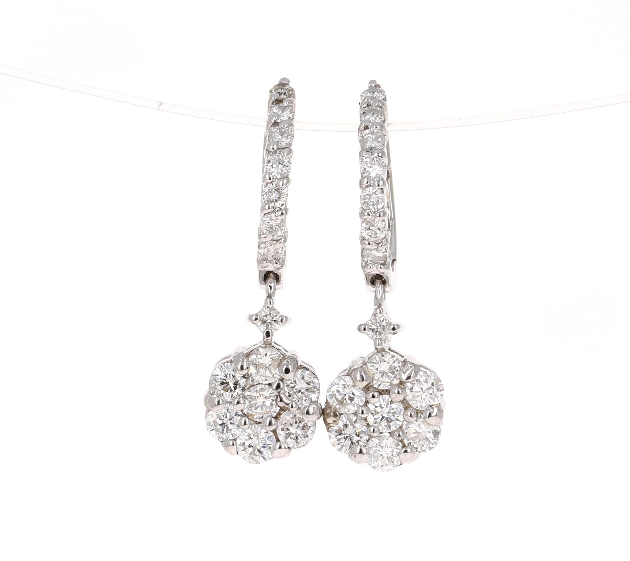 
0.72 Carat Round Diamond Floret Design 14K White Gold Earrings!

This classic design of diamond earrings have 28 Round Cut Diamonds that weigh 1.29 Carats. The Clarity of the diamonds is SI2 and the Color is F. The Earrings have a latch back