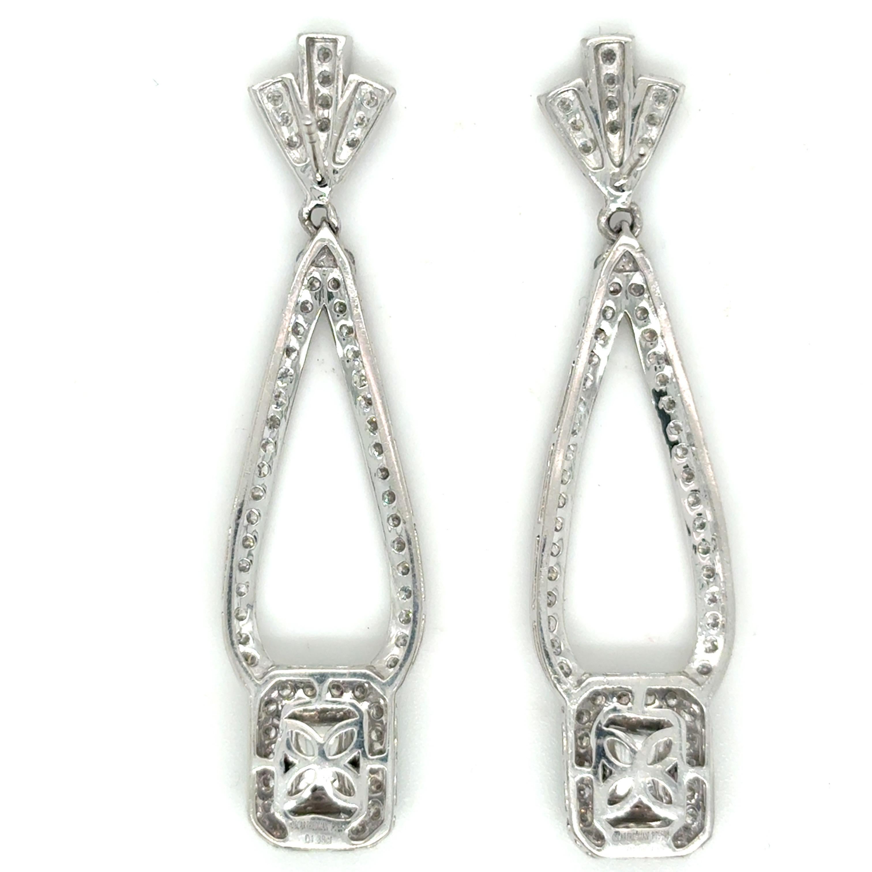 1,29 Karat Smaragdschliff Smaragd-Diamant Ohrringe baumelnd im Angebot 5