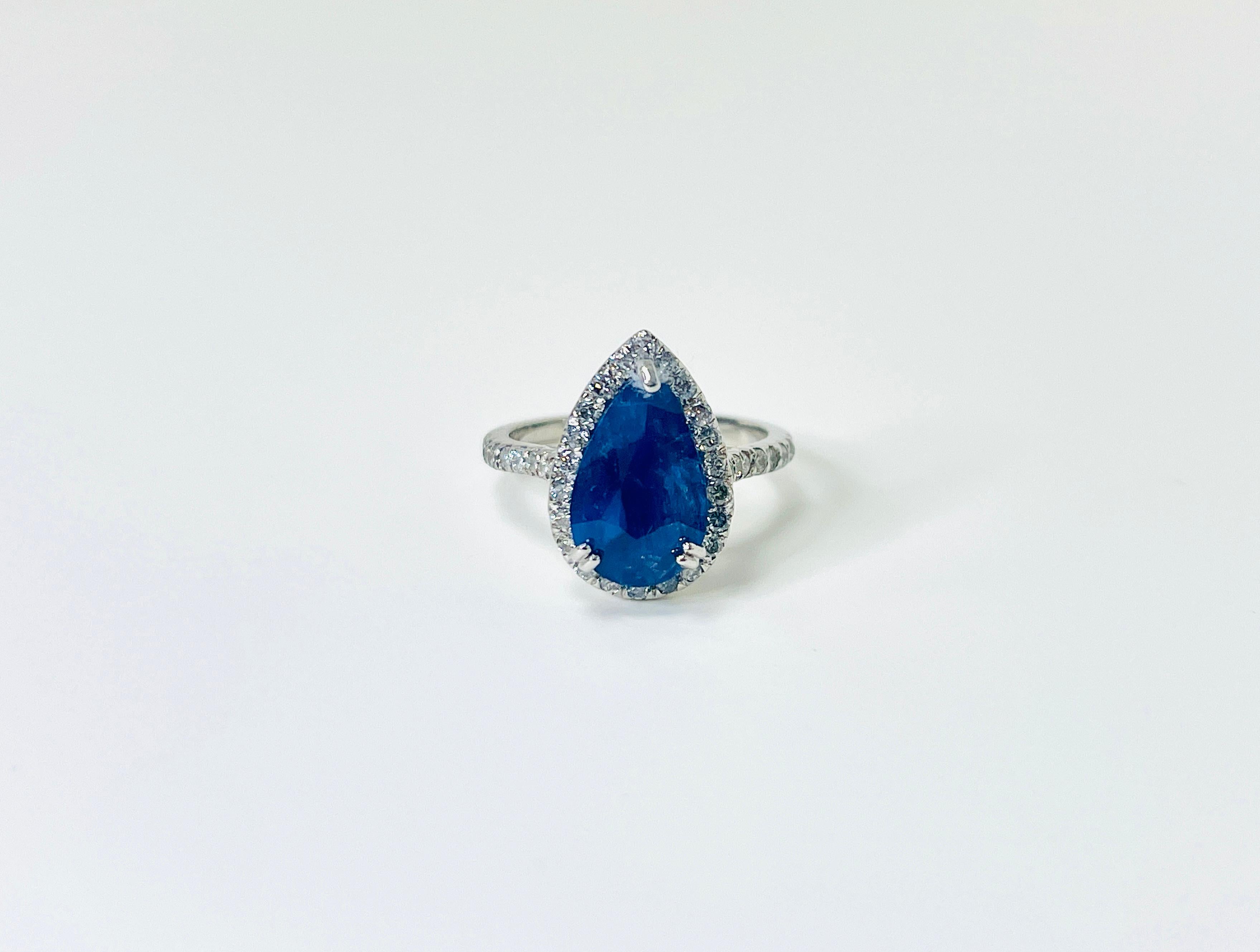 3.65 Carat Intense Blue Pear Shape Cut Natural Sapphire Diamond 14K White Gold Ring

3.65 Carats Natural Sapphire Center Stone
0.65 Carats 39 Pieces Diamonds
Average G-I, 4.35 grams, size 6.5

*Free shipping within the U.S.*

