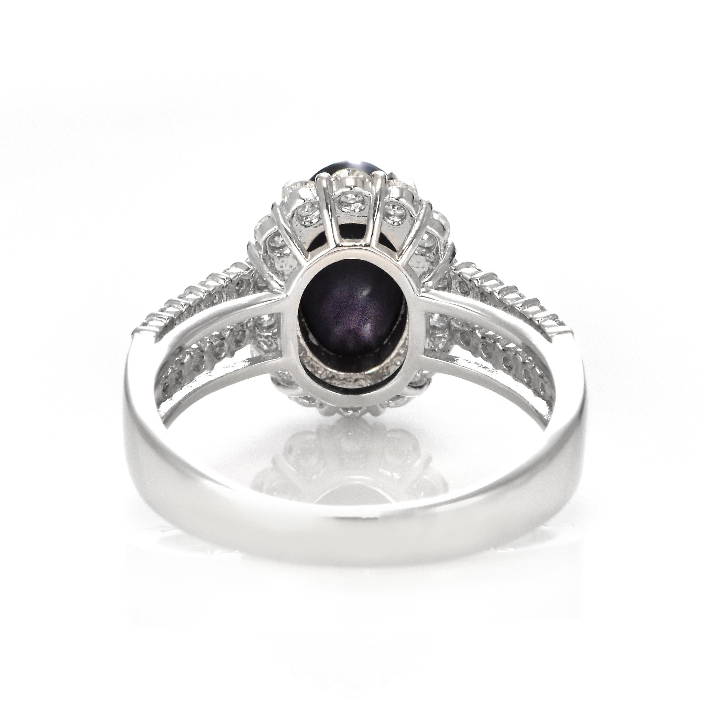 1.29 Carat Natural Lightning Ridge Black Opal and Diamond Ring Made in Platinum In New Condition For Sale In Tokyo, JP
