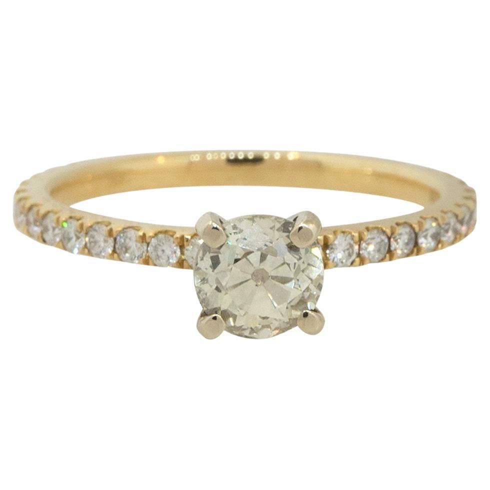 1.29 Carat Old Cut Diamond Engagement Ring 18 Karat in Stock For Sale