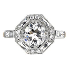 Handcrafted Huntley Old European Cut Diamond Ring by Single Stone