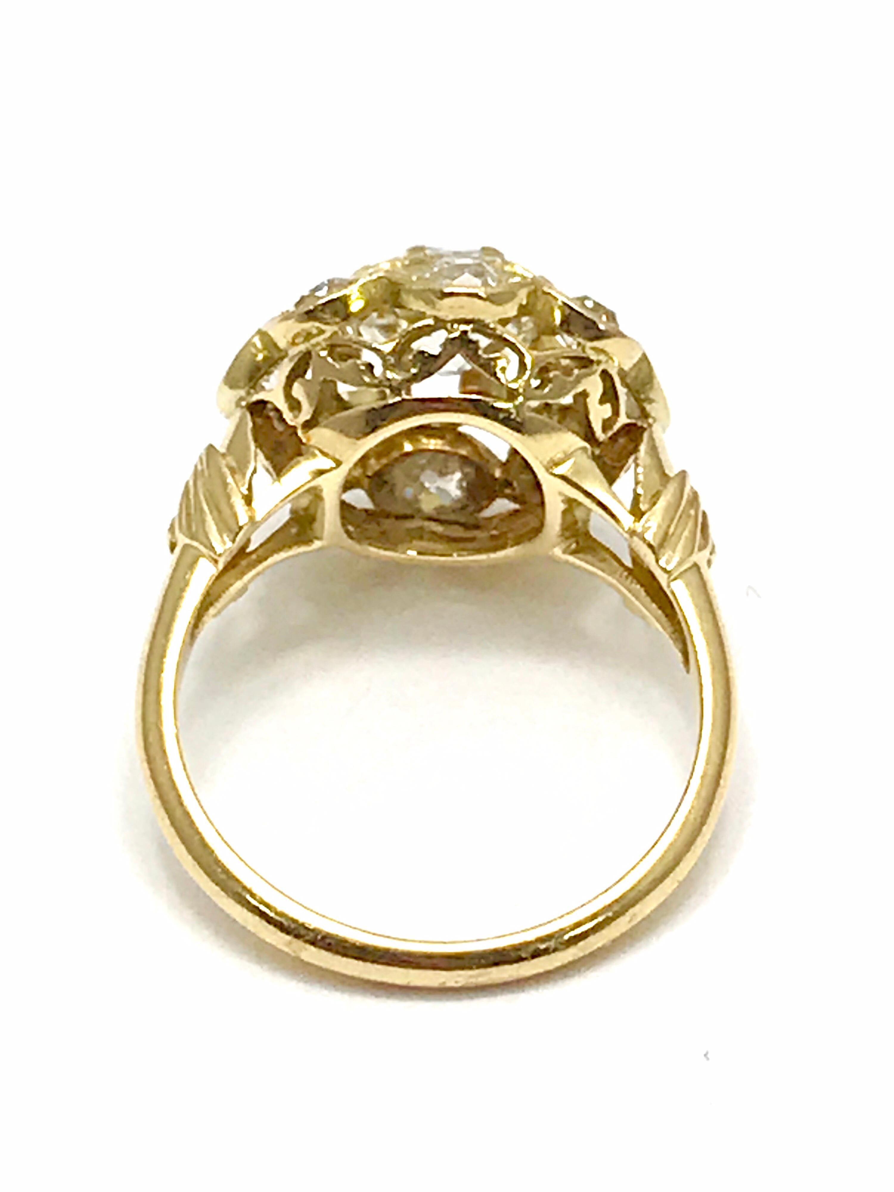 1.29 Carat Old Mine Cut Diamond and 18 Karat Gold Engagement or Fashion Ring In Good Condition For Sale In Chevy Chase, MD