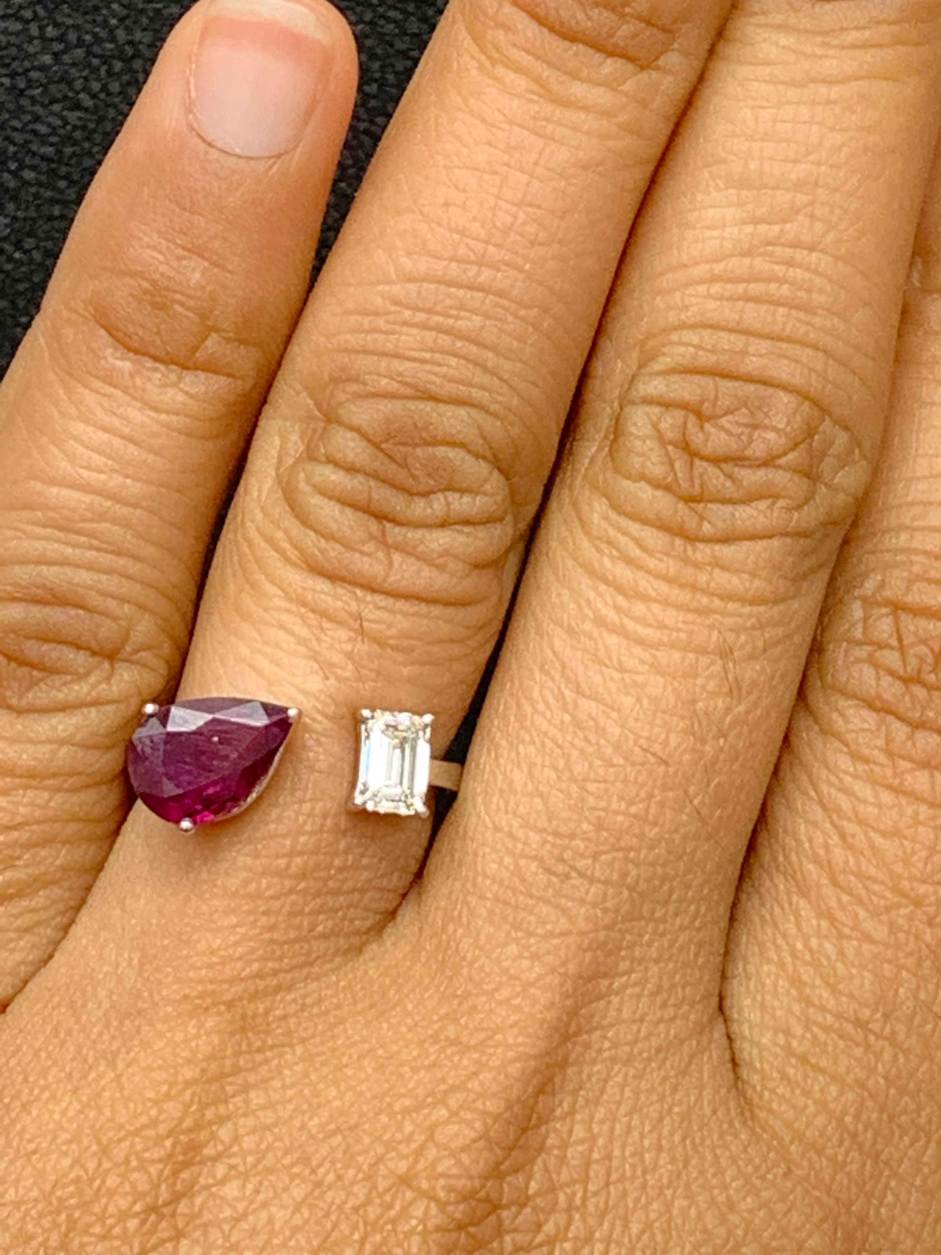 pear shaped ruby and diamond ring