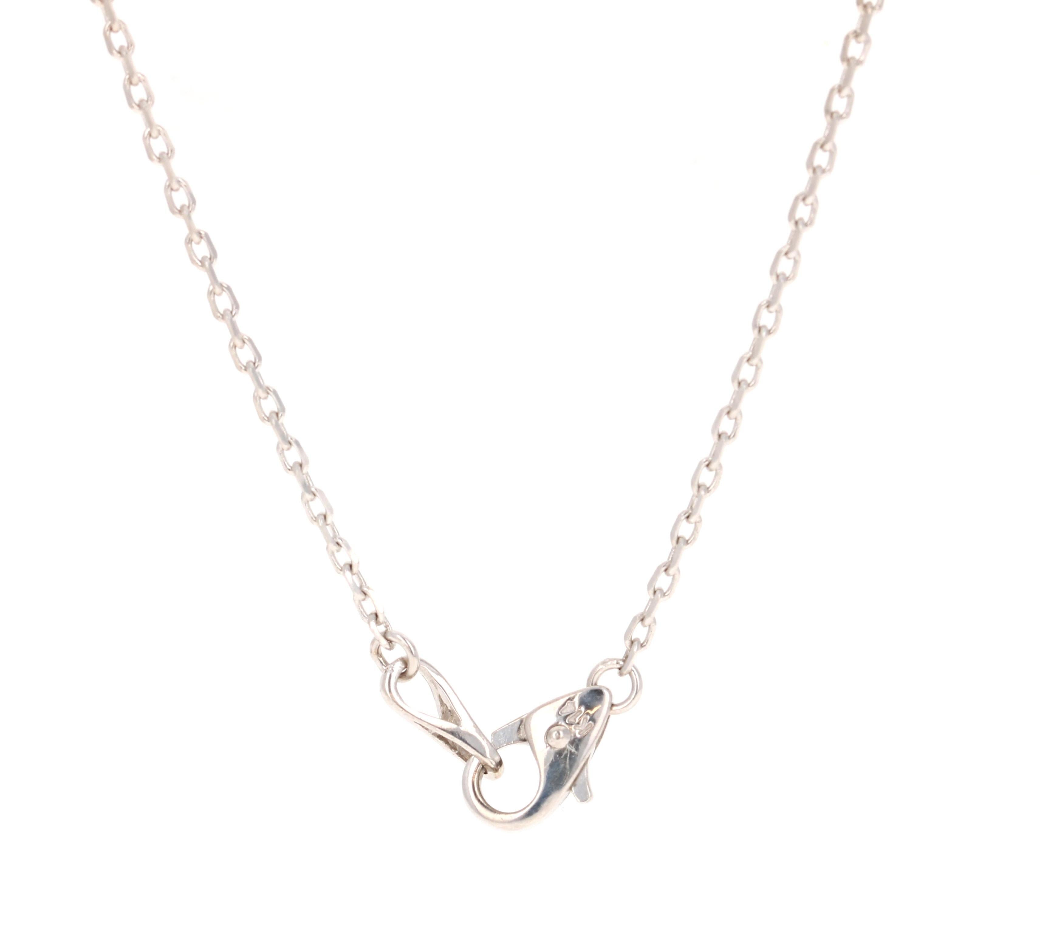 Round Cut 1.29 Carat Rainbow Sapphire White Gold Bar Chain Necklace For Sale
