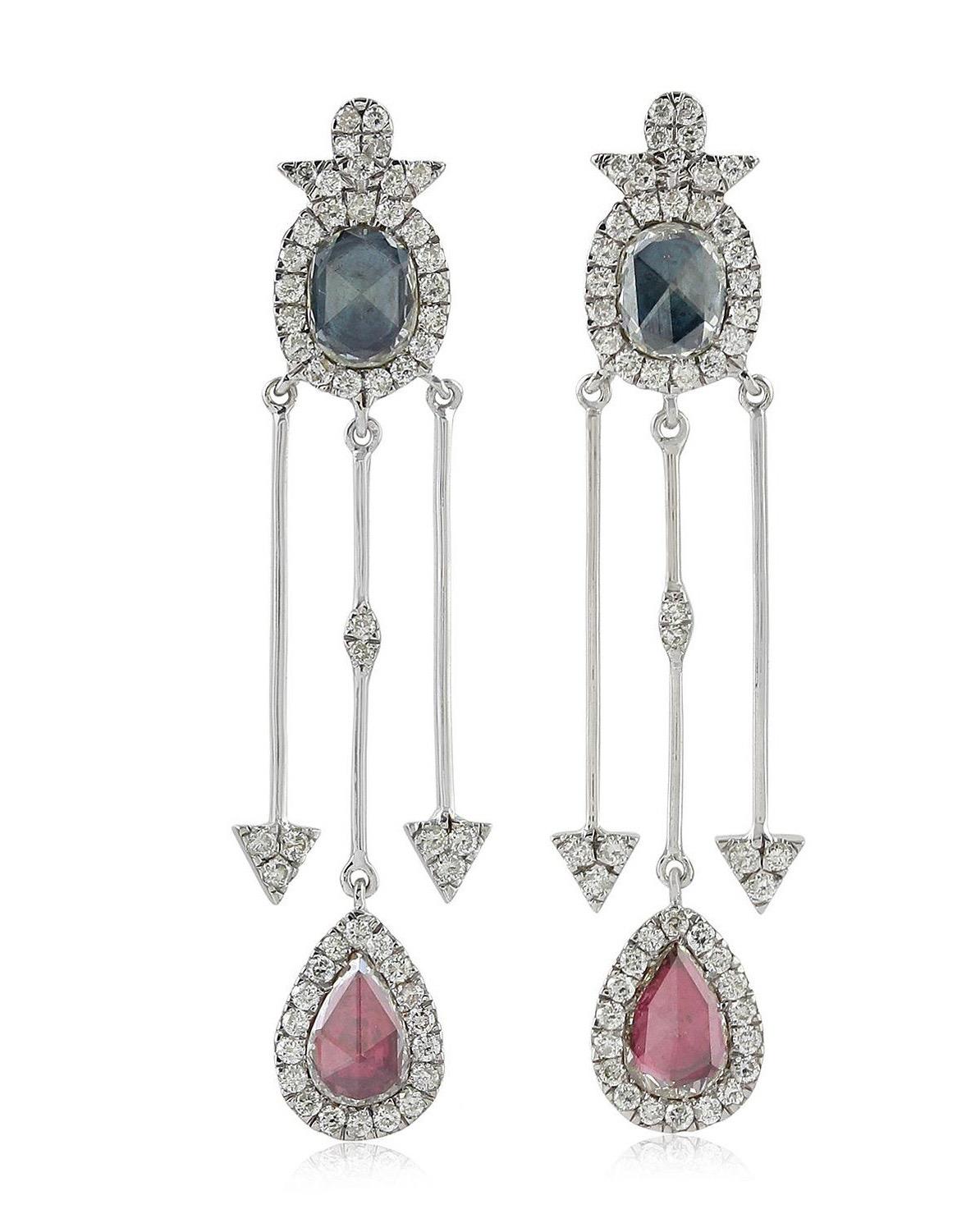 Taglio a rosa Orecchini in oro 18 carati con diamante Rosecut da 1,29 carati in vendita