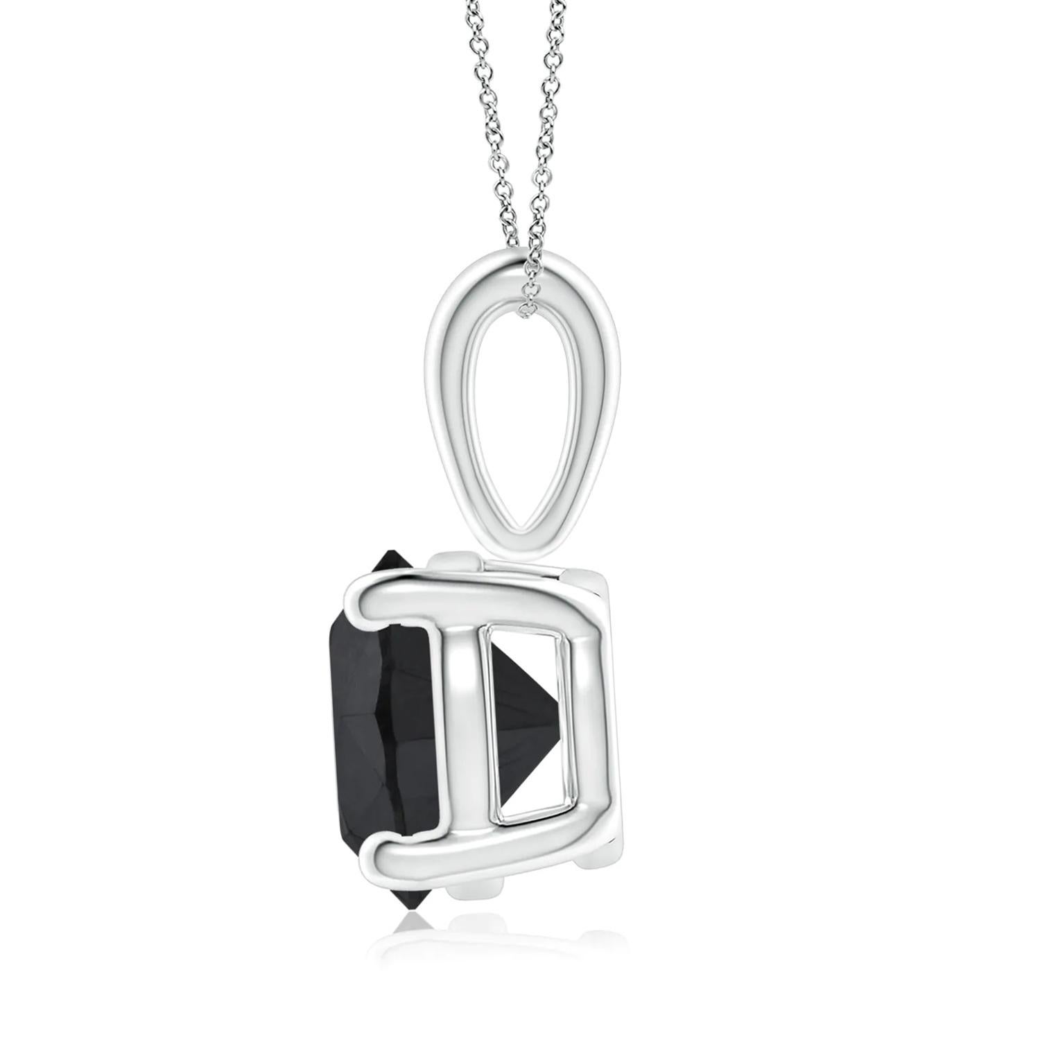 Round Cut 1.29 Carat Round Black Diamond Solitaire Pendant Necklace in 14K White Gold