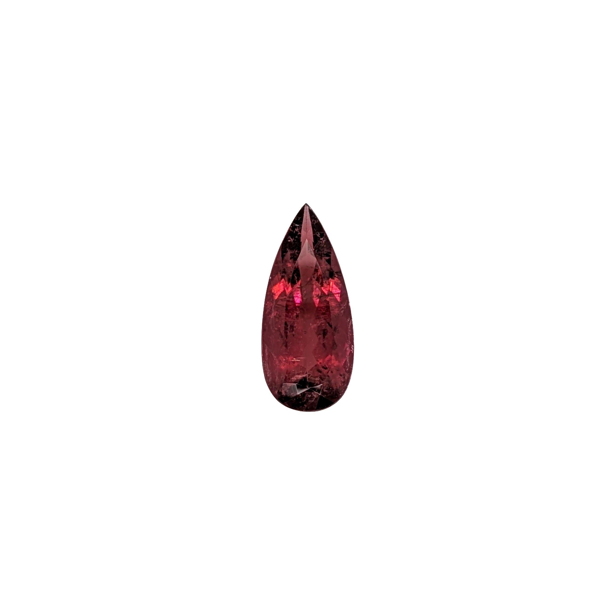 Taille poire Pierre précieuse tourmaline rubellite de 12.9 carats  Poire 25.7x11.3mm  Pierre précieuse en vrac en vente