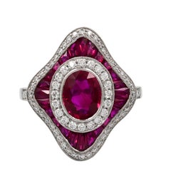 Sophia D. Rubí de 1,29 quilates con diamantes Anillo Art Déco