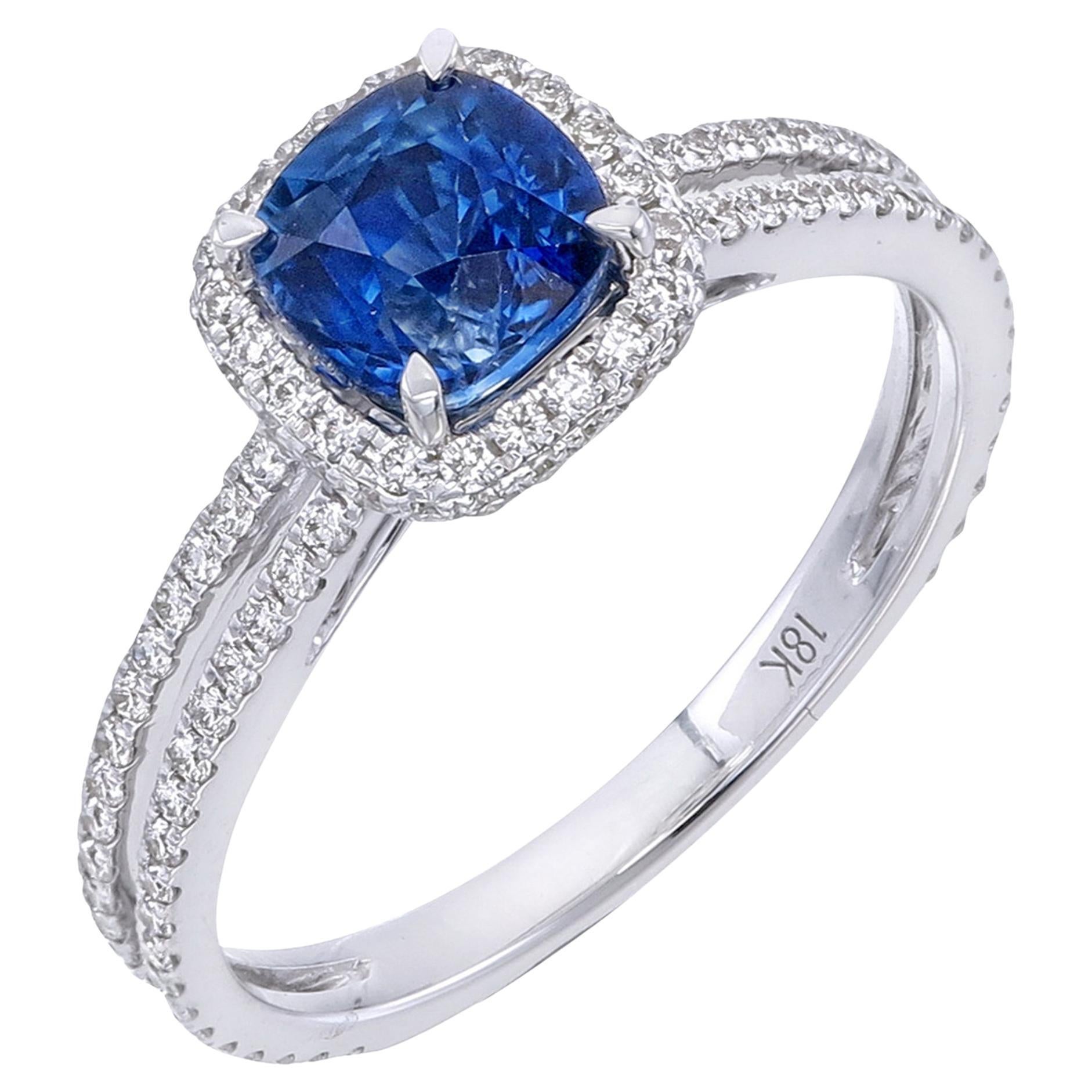 1,29 Karat Saphir Diamant Halo Cocktail Ring