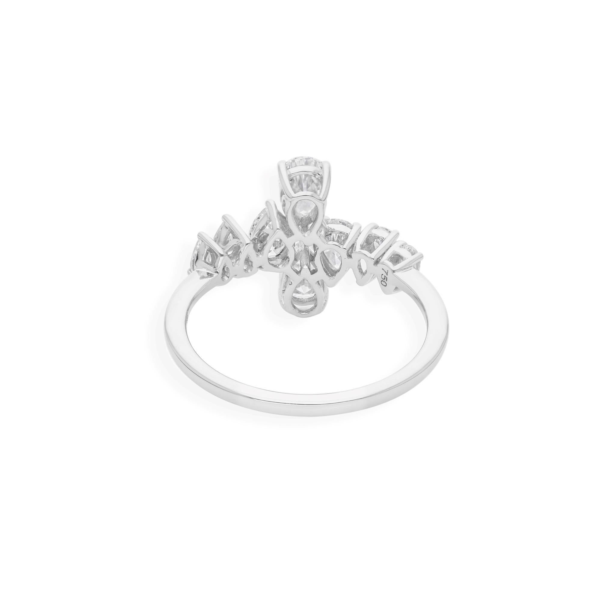 Im Angebot: 1,29 Karat SI Reinheit HI Farbe Birnenschliff Diamant Weißgold Cluster Ring () 9