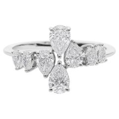 1,29 Karat SI Reinheit HI Farbe Birnenschliff Diamant Weißgold Cluster Ring
