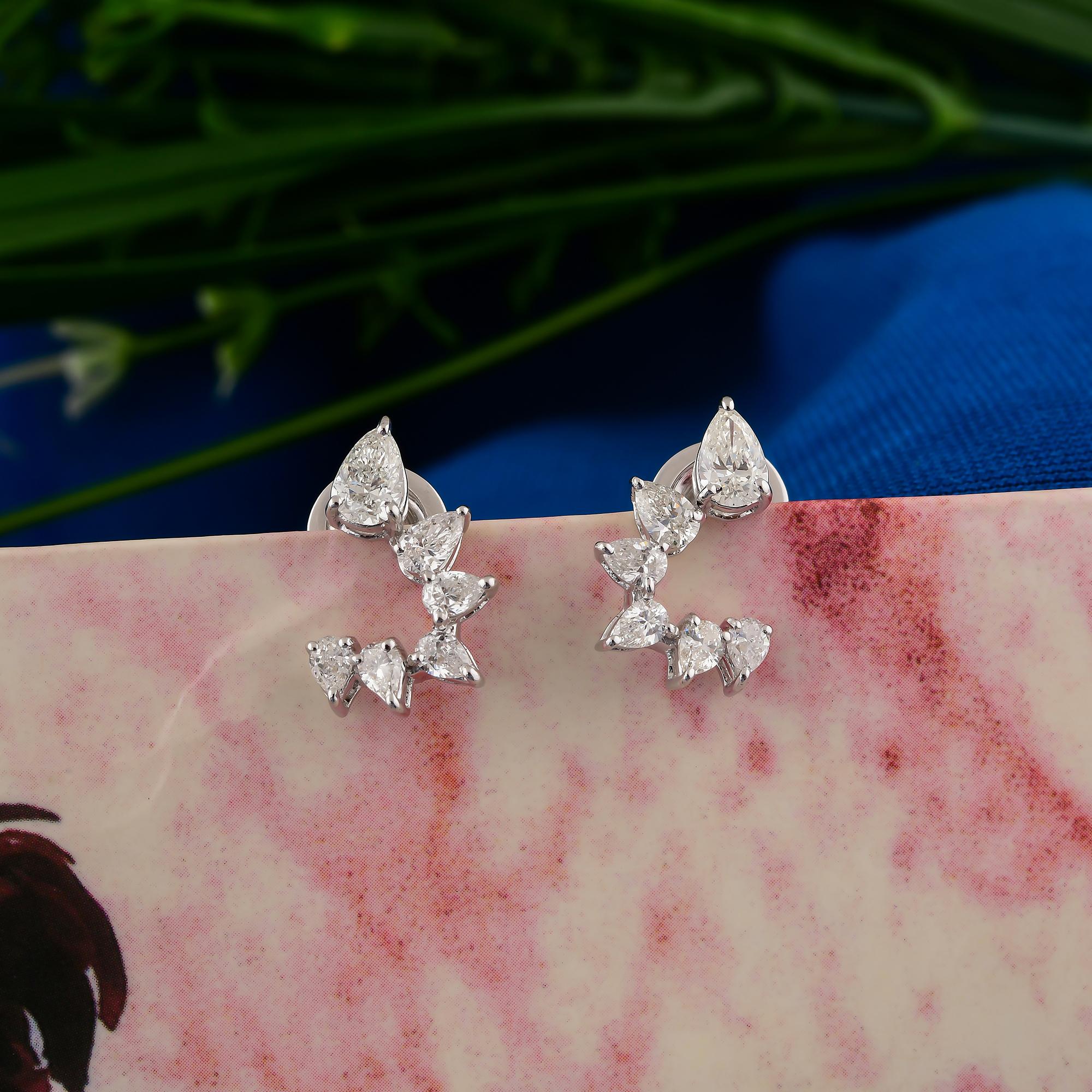 1,29 Karat SI/H Birnenförmige Diamant-Ohrringe im Brillantschliff 14 Karat Weißgold (Moderne) im Angebot