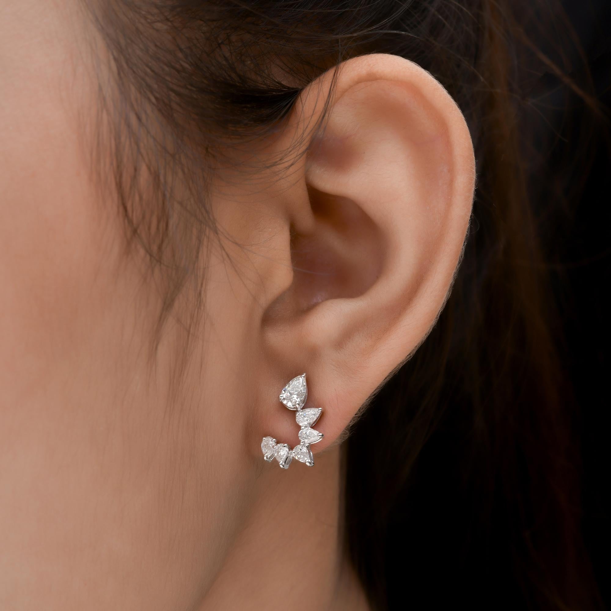 1,29 Karat SI/H Birnenform Brillantschliff Diamant-Ohrringe 18 Karat Weißgold (Tropfenschliff) im Angebot