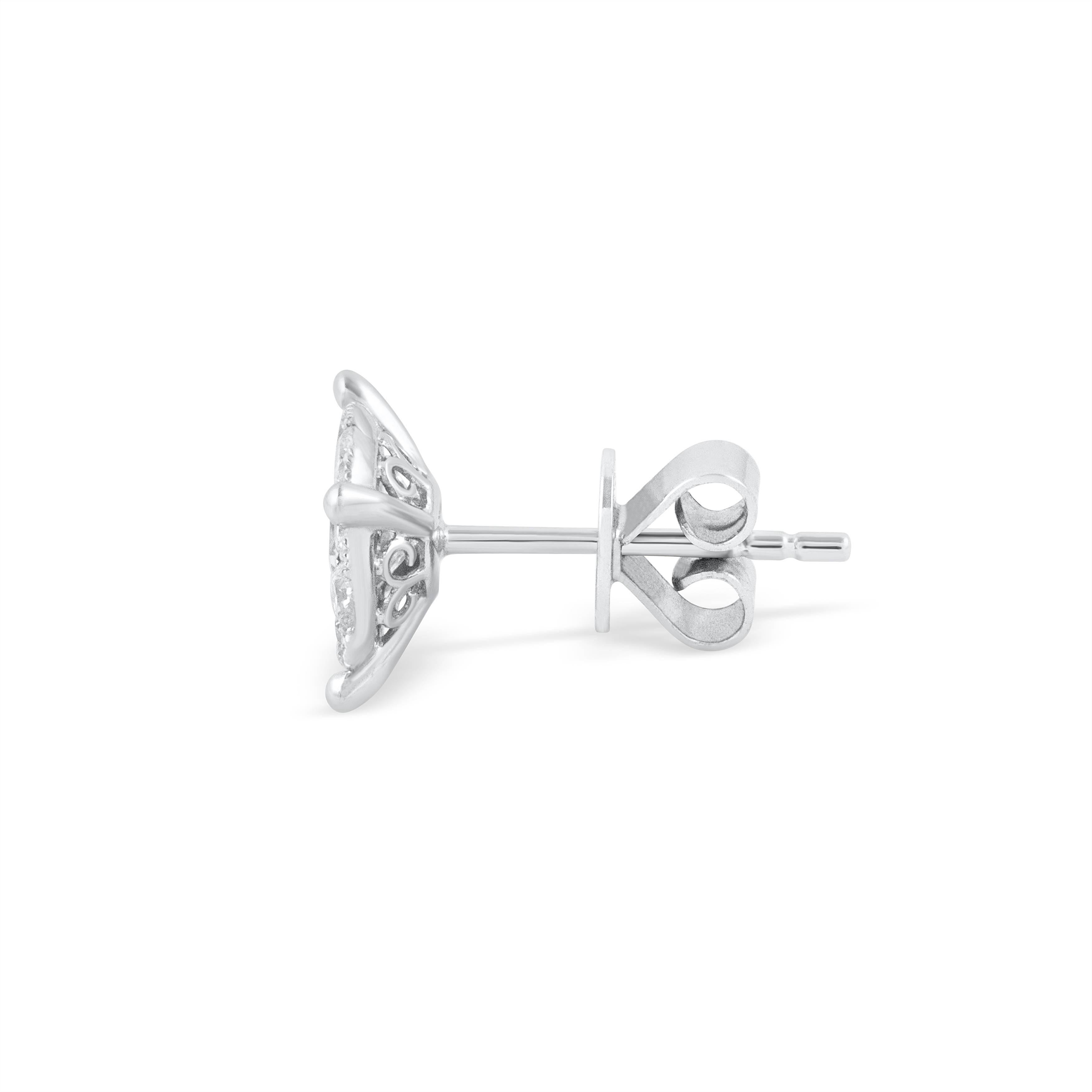 Modern Roman Malakov, 1.29 Carat Total Diamond Cluster Stud Earrings For Sale