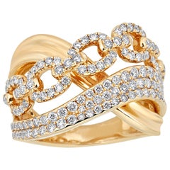 1.29 Carat Total Weight Round Diamond 14 Karat Yellow Gold Cocktail Ring