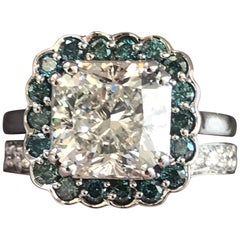 Anillo de diamantes amarillos y blancos de 1,29 quilates TW 14 quilates