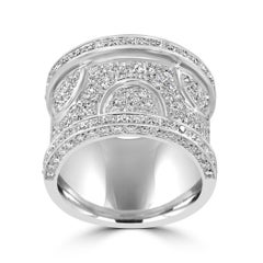 1.29 Carat White Diamond Round 18 Karat White Gold Fashion Luxury Art-Deco Ring
