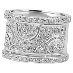 1.29 Carat White Diamond Round 18 Karat White Gold Fashion Luxury Art-Deco Ring