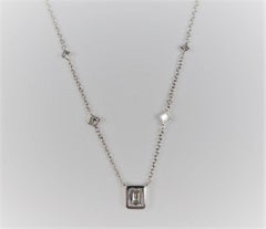 1.29 Carat White Gold Diamond Station Necklace