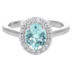 Natürlicher Paraiba Turmalin Edelstein 1,29 Karat in 14K Weißgold mit Diamanten