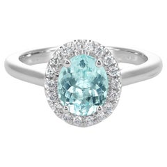 1.29 Carats Paraiba Tourmaline Diamonds set in 14K White Gold Ring