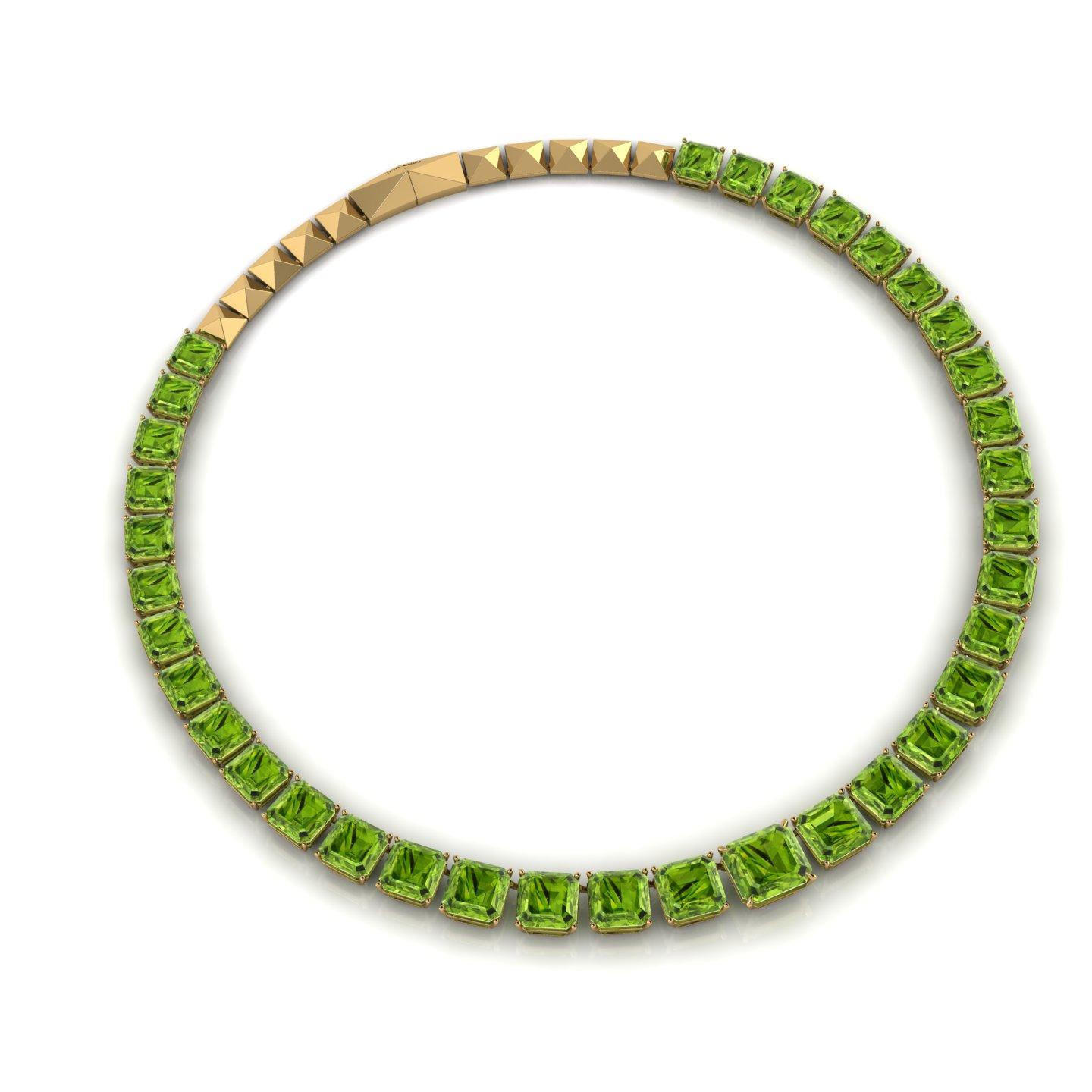 129 Karat Peridot-Halskette, maßgeschneidertes Schmuckstück aus 18 Karat Gelbgold (Art déco)