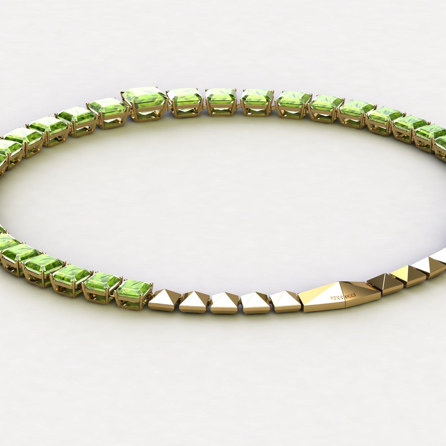 129 Karat Peridot-Halskette, maßgeschneidertes Schmuckstück aus 18 Karat Gelbgold im Zustand „Neu“ in New York, NY