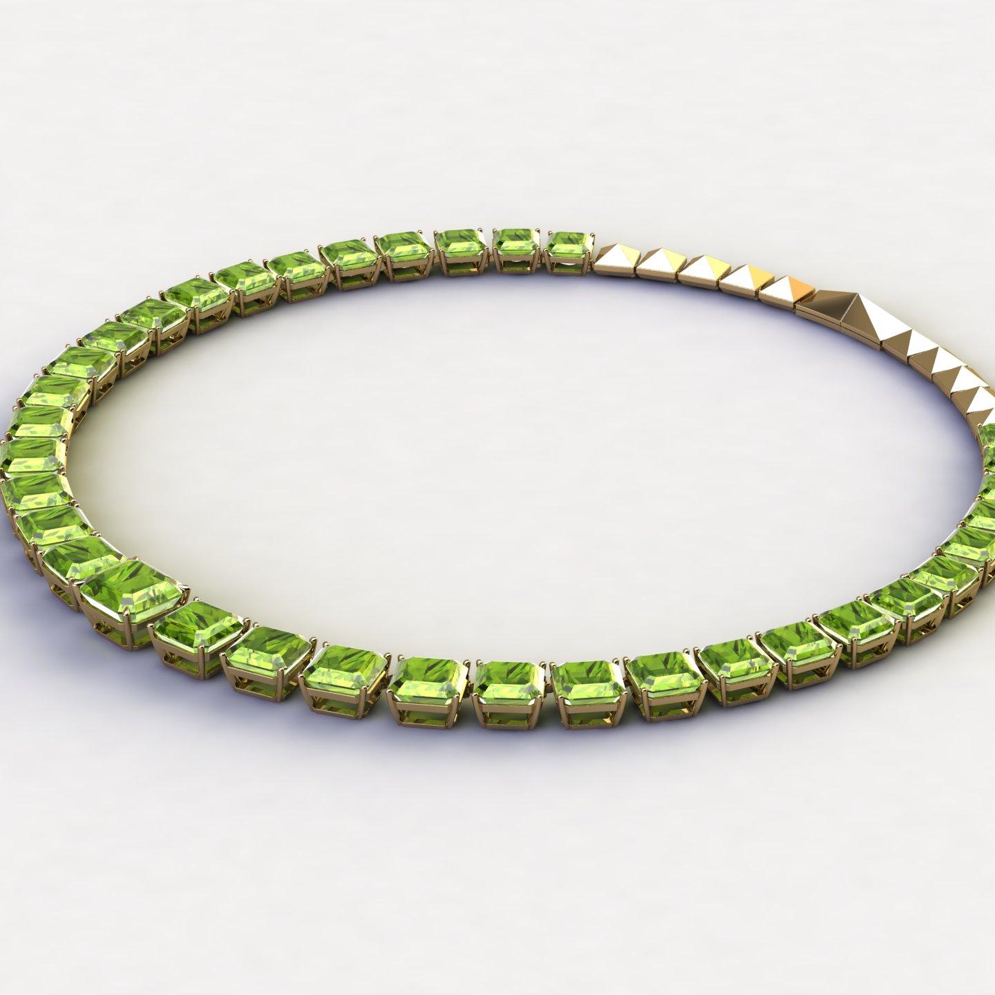 129 Karat Peridot-Halskette, maßgeschneidertes Schmuckstück aus 18 Karat Gelbgold für Damen oder Herren