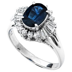 1.29 Ct Natural Sapphire and 0.28 Ct Natural Diamonds Ring