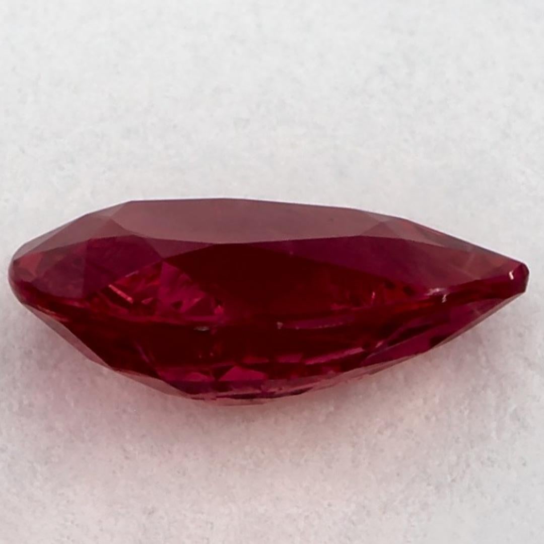 1.29 Ct Ruby Pear Loose Gemstone In New Condition For Sale In Fort Lee, NJ