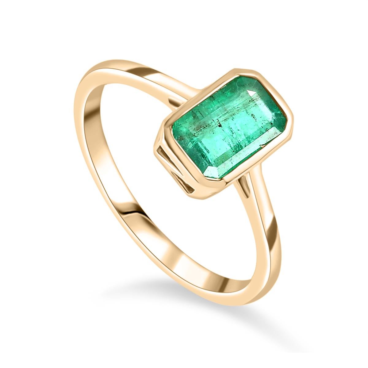 in vendita:  Anello con pietra singola di smeraldo minimalista da 1,29 CTW in oro giallo 14k 3