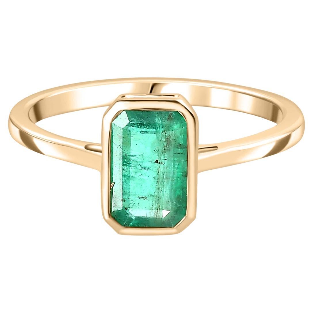 1,29 CTW Oktagon Minimalistischer Smaragd Single Stone Ring in 14k Gelbgold