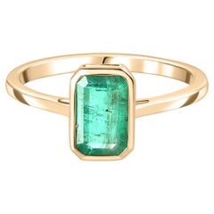 1.29 CTW Octagon Minimalist Emerald Single Stone Ring in 14k Yellow Gold