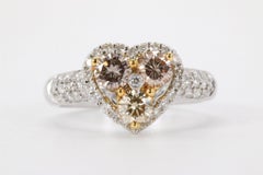 1.29 CTW Round Brilliant Diamond Heart Ring in 18k Two Tone Gold